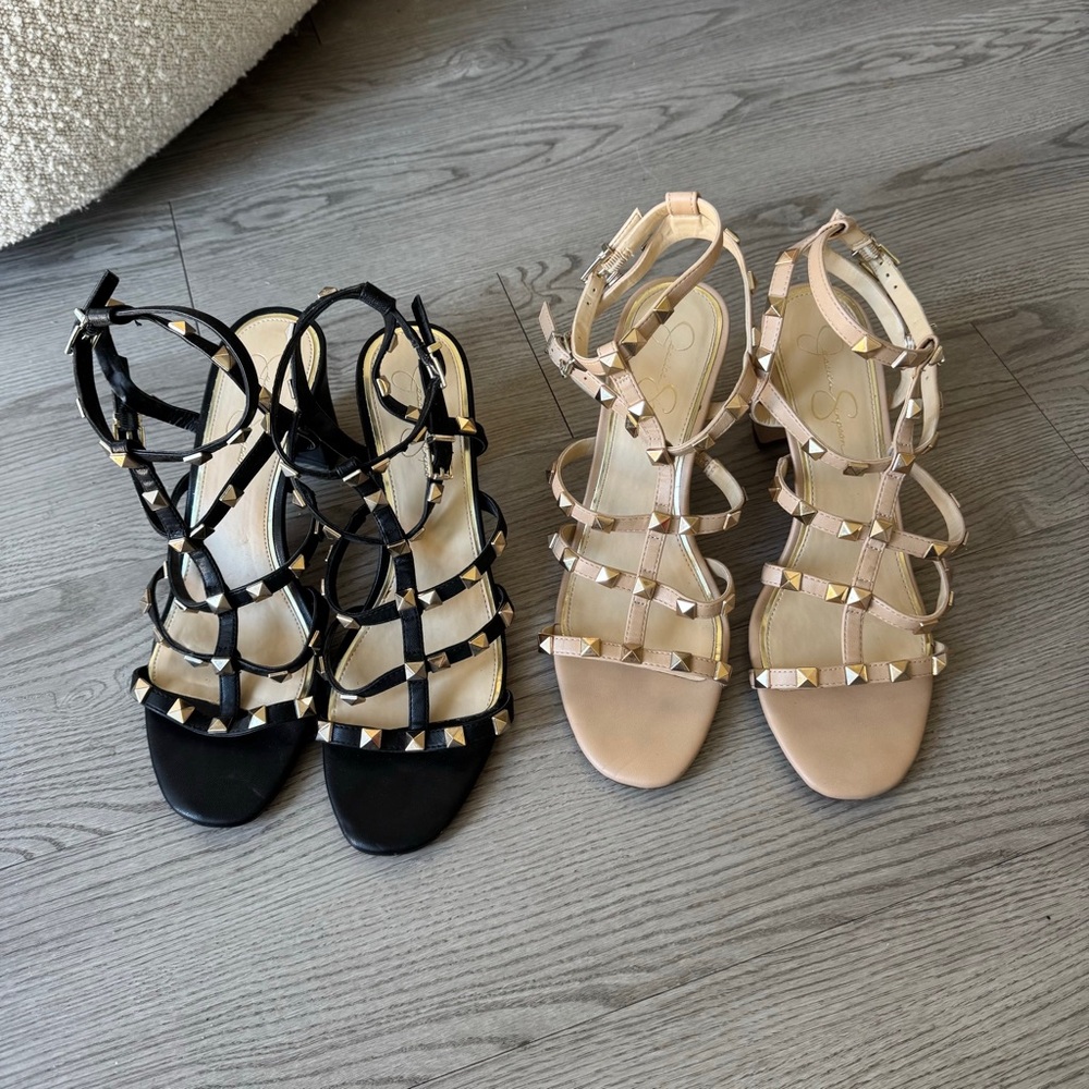 2 pair - Jessica Simpson Annida Studded Gladiator Heeled Sandals